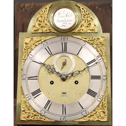 1611 - A 19th century Chippendale design mahogany longcase clock, 31cm arched brass dial inscribed James Gi... 