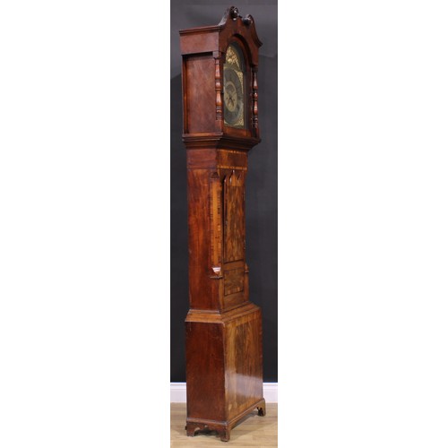 1612 - A 19th century mahogany longcase clock, 34cm arched brass dial inscribed Thomas Glazebrook, Mansfiel... 