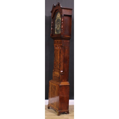 1612 - A 19th century mahogany longcase clock, 34cm arched brass dial inscribed Thomas Glazebrook, Mansfiel... 