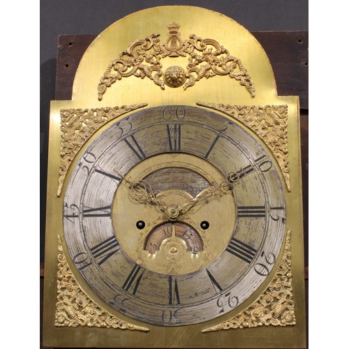 1612 - A 19th century mahogany longcase clock, 34cm arched brass dial inscribed Thomas Glazebrook, Mansfiel... 