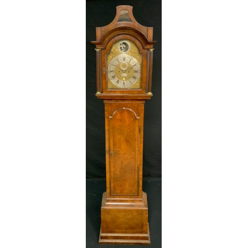 1613 - A George II walnut longcase clock, 30.5cm arched brass dial inscribed William Wright & Humphrey Sett... 