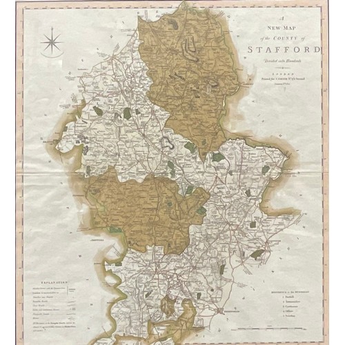 1309 - A New Map of the County of Stafford, Divided into Hundreds, printed for C Smith, No.172 Strand, Janu... 