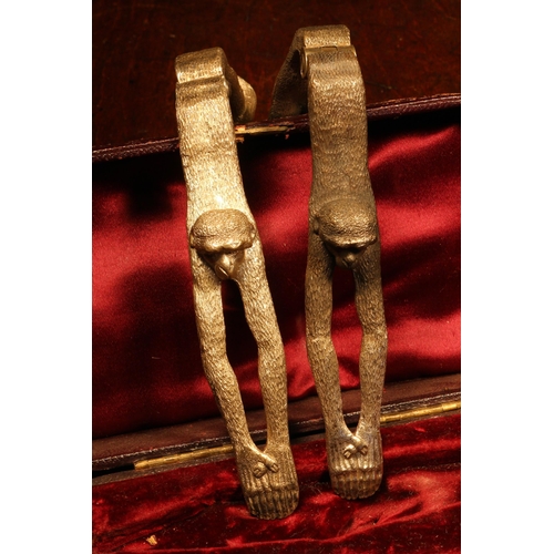 1127 - Nutcrackers - a pair of Victorian electro-plated novelty nutcrackers, each as an elongated monkey, p... 