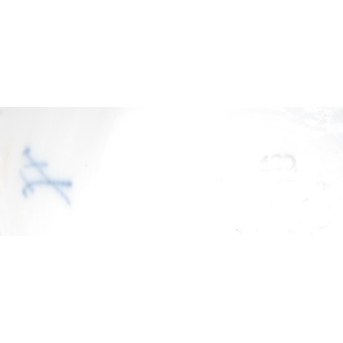 152 - A 19th century Meissen figure group centrepiece, as four musicians, each outward-facing standing on ... 