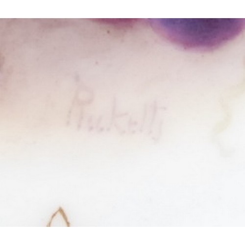 97 - A Royal Worcester shaped circular plate, painted by William Ricketts, signed, with apples and grapes... 