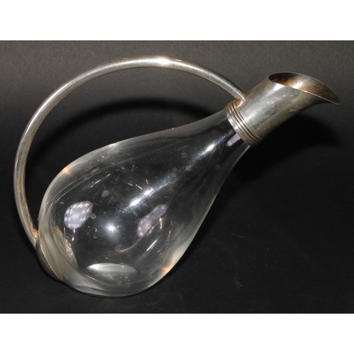 Asprey an Elizabeth II silver mounted claret jug or carafe, arched