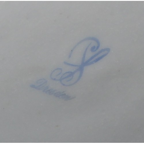 155 - A Dresden porcelain circular tureen and cover, painted in polychrome with genre scenes and Deutsche ... 