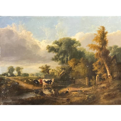 337 - English School (19th century)
Cattle Watering,
oil on panel, 78.5cm x 106cm