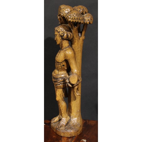 2101 - A North European oak carving, Saint Sebastian, carved tied to a tree during the Diocletianic Persecu... 