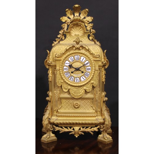 2059 - A Louis XVI Revival gilt bronze mantel or bracket clock, 12.5cm circular dial inscribed RAINGO FRES ... 