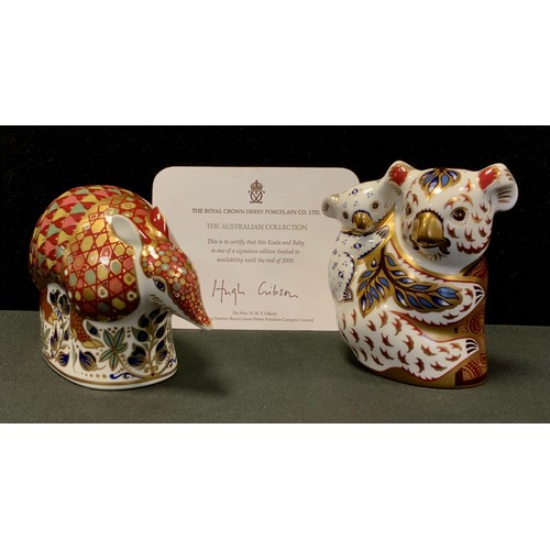15 - Royal Crown Derby Paperweights - Koala & Baby, limited signature edition, with card, gold stopper, a... 