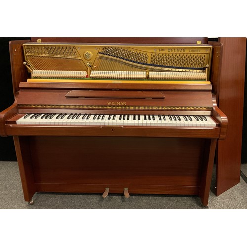 45 - A Welmar mahogany upright piano, serial number 80103 for 1980 date of manufacture,121cm high x 142cm... 