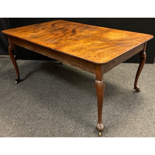 74 - A George III, and later, walnut dining table, rounded rectangular three section top, (previously fro... 