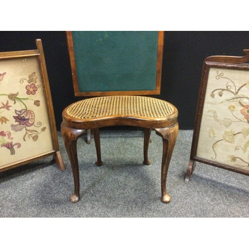 77 - An Edwardian campaign games table, 68.5cm high x 61.5cm wide x 50.5cm;  an early 20th century oak fi... 