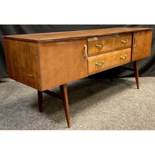 88 - A mid-century design walnut veneered sideboard, by Merridew furniture, 68.5cm high x 152.5cm wide x ... 