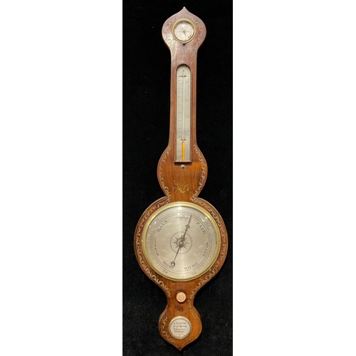 2063 - An early Victorian rosewood wheel barometer, A. Vannini, 25 Spring Street, Sheffield, 94cm high, c.1... 