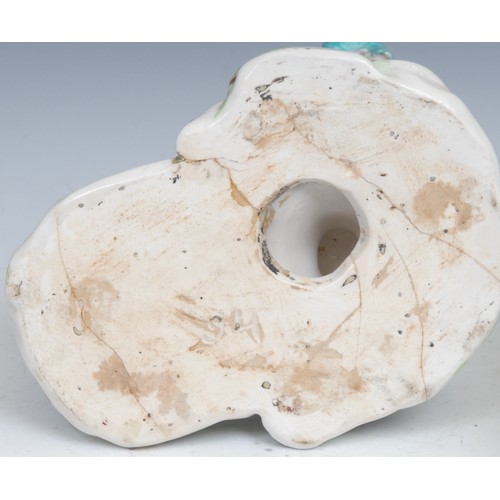 111 - A Derby patch mark figure, Andromache, canted base with Greek key border, 26cm high, incised No.100 ... 