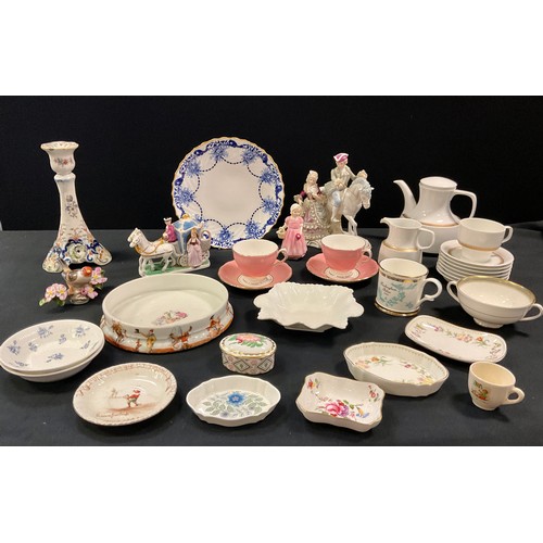 100 - Ceramics- a Herend porcelain figure,  Royal Doulton girl , Aynsley, Royal Crown Derby, Rosenthal etc