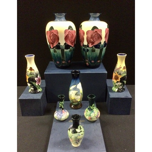 113 - A pair of Old Tupton Vases decorated with Charles Rennie Mackintosh style Roses, others assorted sha... 