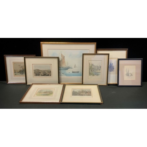 66A - Prints - 19th century hand coloured engravings, Ge Wright Stables, Edinburgh, High Street, Durham, N... 