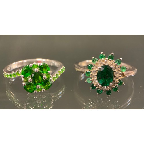 482 - A 925 silver peridot dress ring, others Citrine, Chrome Diopside, Emerald etc, part marked TGGC 925,... 