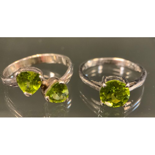 482 - A 925 silver peridot dress ring, others Citrine, Chrome Diopside, Emerald etc, part marked TGGC 925,... 