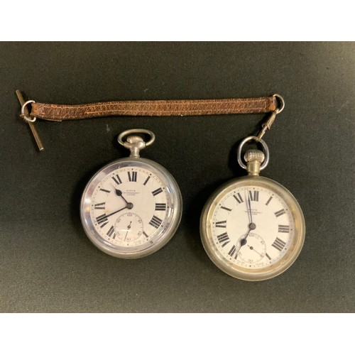 486 - A British Rail Midlands open face pocket watch marked B.R (M) verso, white enamel dial, bold Roman n... 