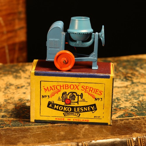 2 - Matchbox '1-75' series diecast model 3a cement mixer, pale blue body with orange metal wheels, boxed