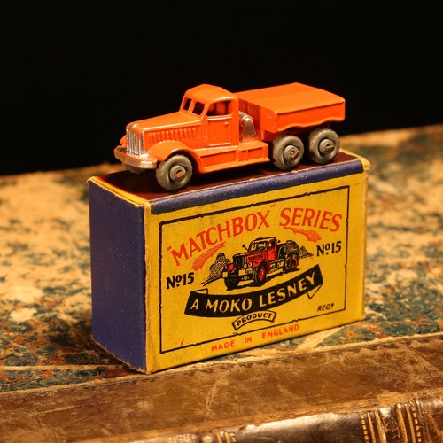 13 - Matchbox '1-75' series diecast model 15a Diamond T prime mover, orange cab and body with silver gril... 