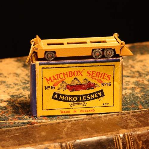 14 - Matchbox '1-75' series diecast model 16a transport trailer, tan body with unpainted metal wheels, bo... 