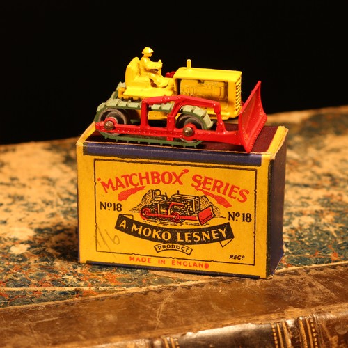 16 - Matchbox '1-75' series diecast model 18a Caterpillar bulldozer, yellow body with yellow painted seat... 
