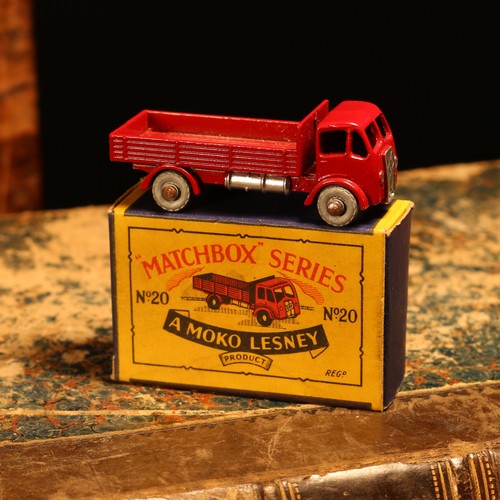 18 - Matchbox '1-75' series diecast model 20a E.R.F. stake truck, maroon cab and body with silver grille,... 