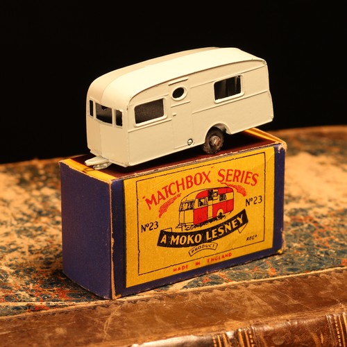 21 - Matchbox '1-75' series diecast model 23b Berkeley Cavalier caravan, pale blue body with 'ON TOW MBS2... 