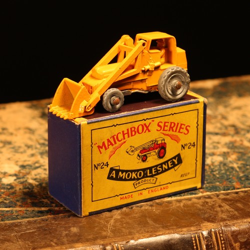 22 - Matchbox '1-75' series diecast model 24a hydraulic excavator, deep yellow body with black and white ... 