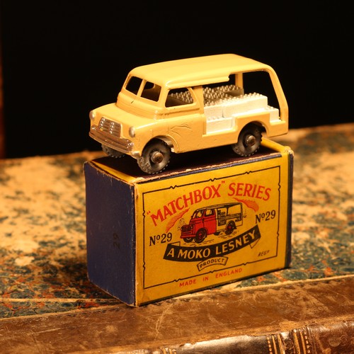 26 - Matchbox '1-75' series diecast model 29a Bedford milk delivery van/float, light brown/tan body with ... 