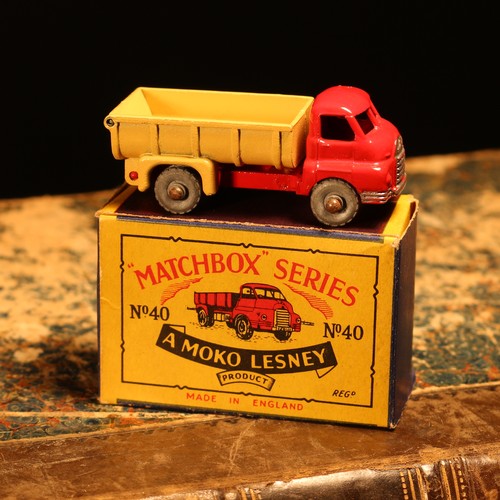 34 - Matchbox '1-75' series diecast model 40a Bedford 7-ton tipper, red cab with silver grille, beige/tan... 