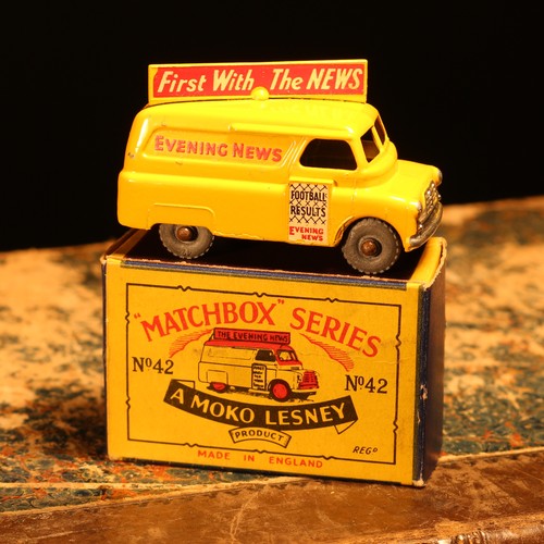 36 - Matchbox '1-75' series diecast model 42a Evening News van, yellow body with decals, unpainted metal ... 
