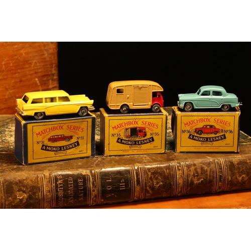 28 - Matchbox '1-75' series diecast models, comprising 31a Ford Station wagon, yellow body, unpainted met... 