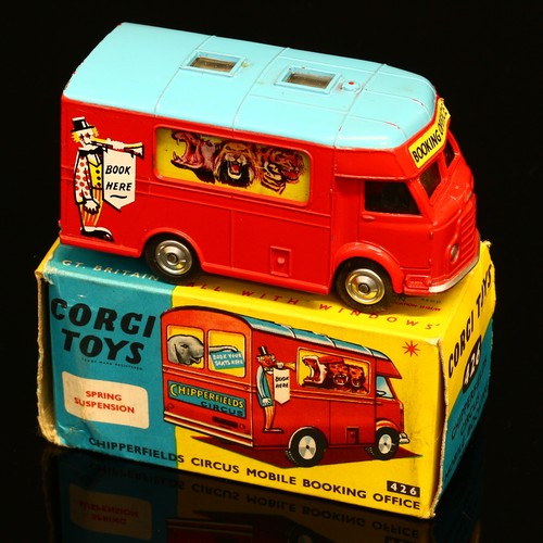 41 - Corgi Toys 426 Chipperfield's Circus mobile booking office, red body with various decals, pale blue ... 