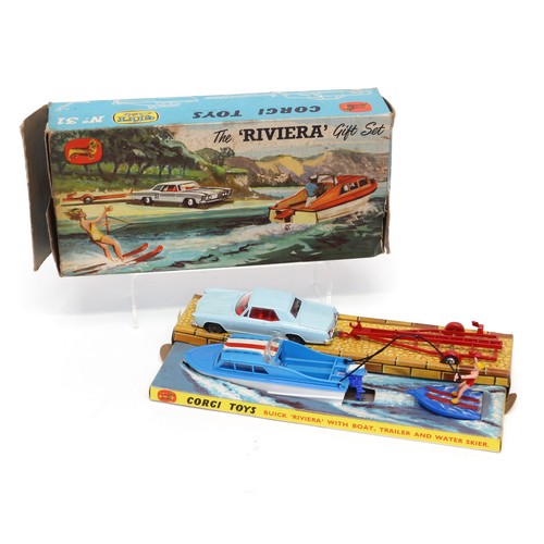 47 - Corgi Toys Gift Set 31 The 'Riviera', comprising 245 Buick Riviera in pale blue with red interior, r... 