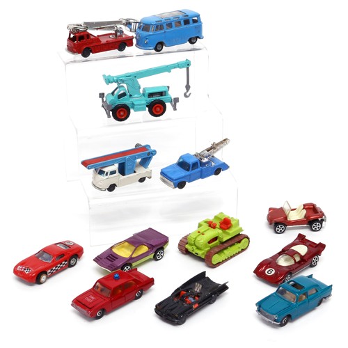 55 - A collection of unboxed diecast models, comprising a Husky Volkswagen pick-up, white body with pale ... 