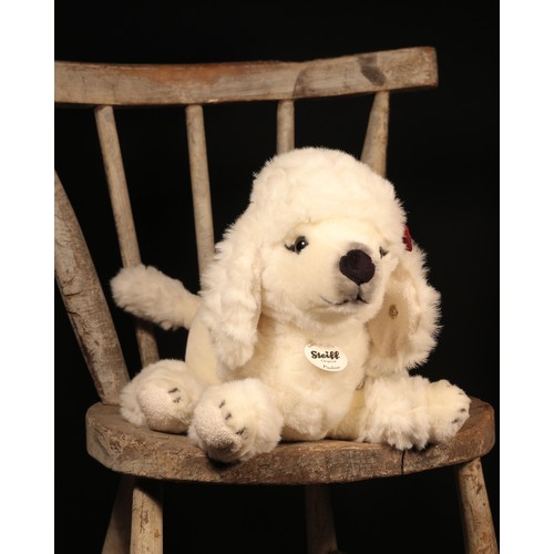 97 - Steiff (Germany) EAN 079481 Pauline Poodle, trademark 'Steiff' button to ear with yellow and red tag... 