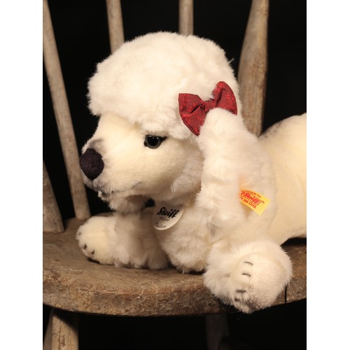 97 - Steiff (Germany) EAN 079481 Pauline Poodle, trademark 'Steiff' button to ear with yellow and red tag... 