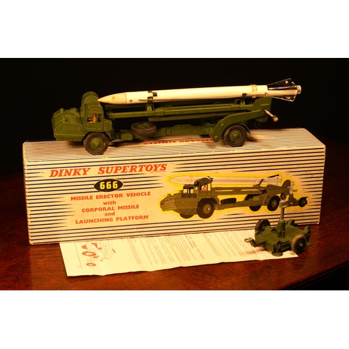 53 - Dinky Supertoys 666 missile erector vehicle with corporal missile and launching platform, military g... 