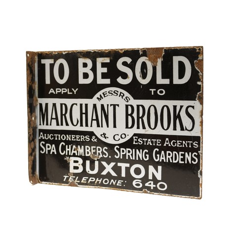 194 - Advertising, Derbyshire Interest - a rectangular shaped double sided flanged enamel sign, white and ... 