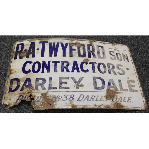 196 - Advertising, Derbyshire Interest - a rectangular shaped single sided enamel sign, cobalt blue letter... 