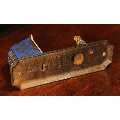 216 - Sporting Interest - a late 19th century painted cast iron novelty mechanical money box or bank, Foot... 