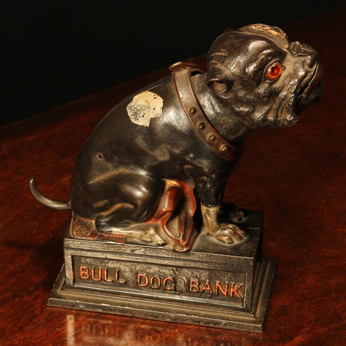 211 - Americana - a late 19th century painted cast iron novelty mechanical money box or bank, Bull Dog Ban... 