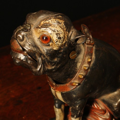 211 - Americana - a late 19th century painted cast iron novelty mechanical money box or bank, Bull Dog Ban... 