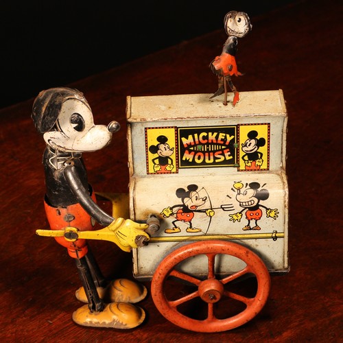 222 - Walt Disney and Mickey Mouse Interest - a 1930's German novelty Mickey Mouse tinplate and fixed key ... 